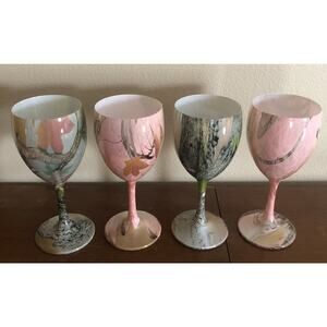 CB Outdoor Wine Stemware Glasses (4) Goblets Fall Transitions Camo Design